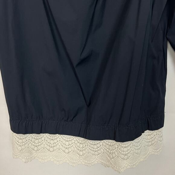 ZARA Off-Shoulder Boho Blue Shift Crochet Hem Dress Size S - Picture 4 of 11